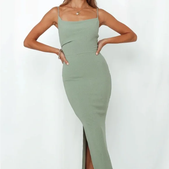 hello molly sage green dress HELLO MOLLY Make Them Stop and Stare Maxi Dress Sage